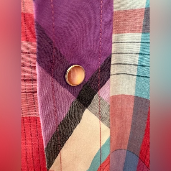 Wrangler 90s vintage shirt sleeve pearl snap medium western shirt colorful - Picture 4 of 10